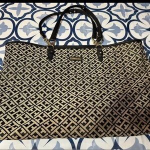 Tommy H Designer Black and Tan Tote Bag